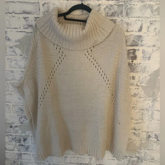 LA Made | Cream Turtleneck Poncho Sweater - Picture 4 of 8